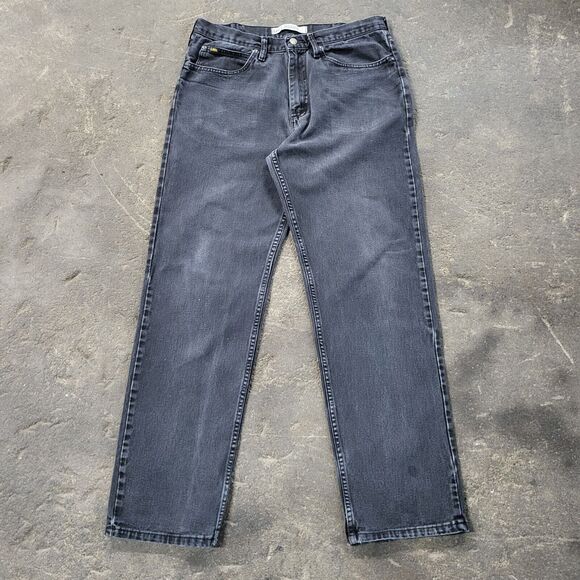 Lee Jeans Mens 36x34 Black Pants Relaxed Faded Work Denim Grunge - Picture 1 of 9